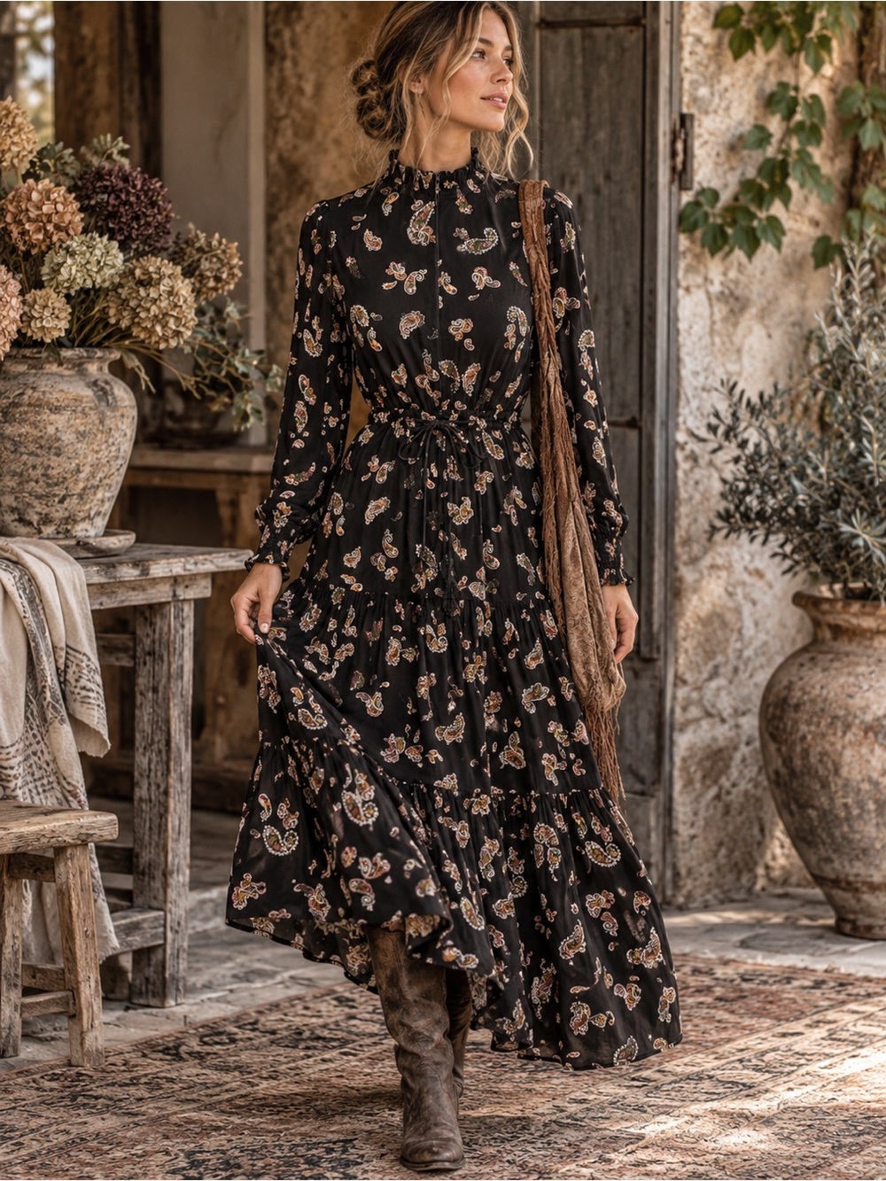 Saint + Sofia Olivia Zip Up Dress Kashmir Paisley NWT Size 6